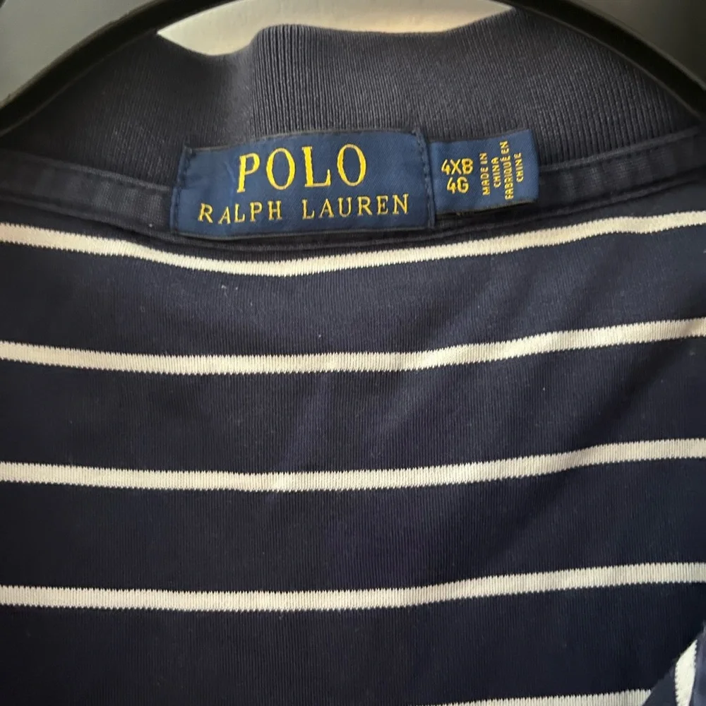Polo Ralph Lauren Polo Shirt Mens Big & Tall 4XB Navy/White Striped Short Sleeve